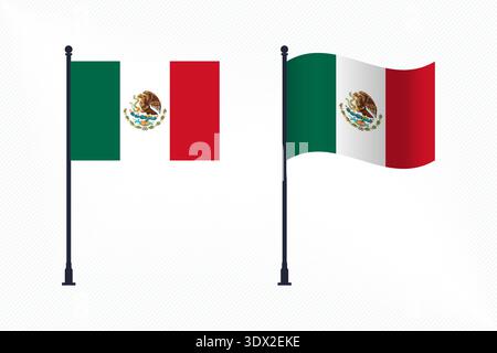 Set Of Mexico Flags Isolated For Independence Day Celebration, vector editable design, can be used for business or presentation design. Stock Vector