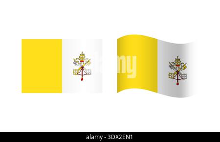 Rectangle And Wave Vatican Flag Illustration, vector editable design, can be used for business or presentation design. Stock Vector
