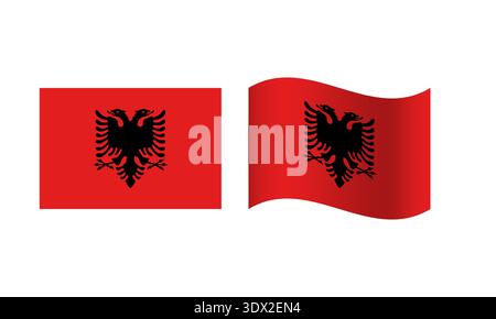 Rectangle And Wave Albania Flag Illustration, vector editable design, can be used for business or presentation design. Stock Vector
