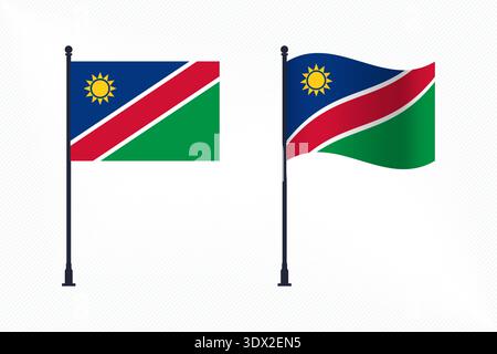 Set Of Namibia Flags Isolated For Independence Day Celebration, vector editable design, can be used for business or presentation design. Stock Vector