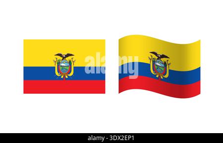 Rectangle And Wave Ecuador Flag Illustration, vector editable design, can be used for business or presentation design. Stock Vector