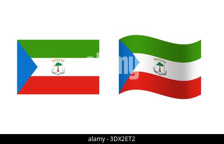Rectangle And Wave Equatorial Guinea Flag Illustration, vector editable design, can be used for business or presentation design. Stock Vector