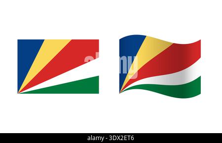 Rectangle And Wave Seychelles Flag Illustration, vector editable design, can be used for business or presentation design. Stock Vector