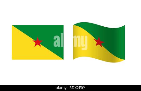 Rectangle And Wave French Guiana Flag Illustration, vector editable design, can be used for business or presentation design. Stock Vector