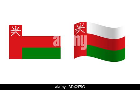 Rectangle And Wave Oman Flag Illustration, vector editable design, can be used for business or presentation design. Stock Vector
