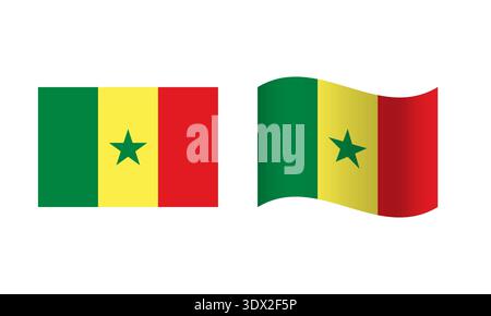 Rectangle And Wave Senegal Flag Illustration, vector editable design, can be used for business or presentation design. Stock Vector