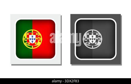 Portugal Square Rounded Flag Icon, vector editable design, can be used for business or presentation design. Stock Vector