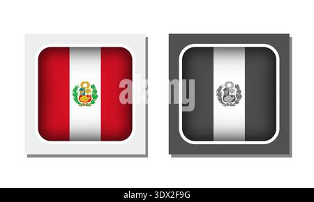 Peru Square Rounded Flag Icon, vector editable design, can be used for business or presentation design. Stock Vector