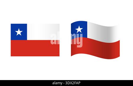 Rectangle And Wave Chile Flag Illustration, vector editable design, can be used for business or presentation design. Stock Vector