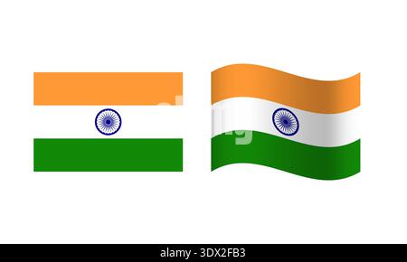 Rectangle And Wave India Flag Illustration, vector editable design, can be used for business or presentation design. Stock Vector