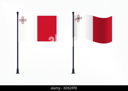 Set Of Malta Flags Isolated For Independence Day Celebration, vector editable design, can be used for business or presentation design. Stock Vector
