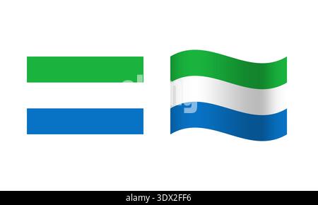 Rectangle And Wave Sierra Leone Flag Illustration, vector editable design, can be used for business or presentation design. Stock Vector