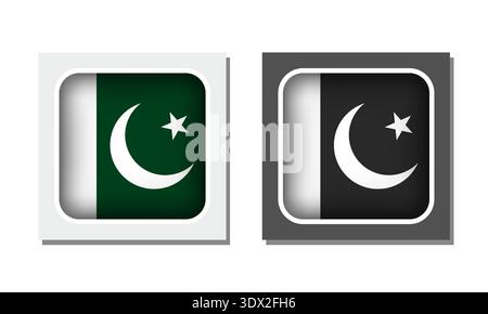 Pakistan Square Rounded Flag Icon, vector editable design, can be used for business or presentation design. Stock Vector