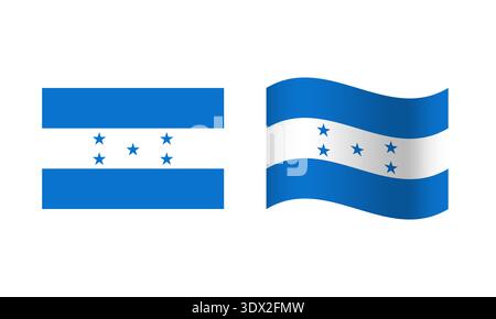 Rectangle And Wave Honduras Flag Illustration, vector editable design, can be used for business or presentation design. Stock Vector