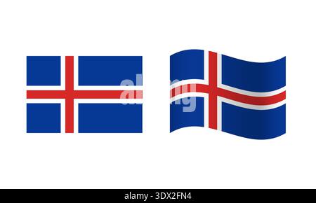 Rectangle And Wave Iceland Flag Illustration, vector editable design, can be used for business or presentation design. Stock Vector