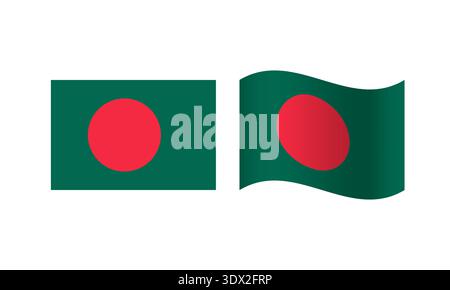 Rectangle And Wave Bangladesh Flag Illustration, vector editable design, can be used for business or presentation design. Stock Vector