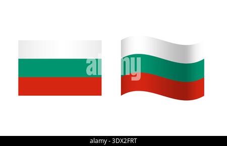 Rectangle And Wave Bulgaria Flag Illustration, vector editable design, can be used for business or presentation design. Stock Vector