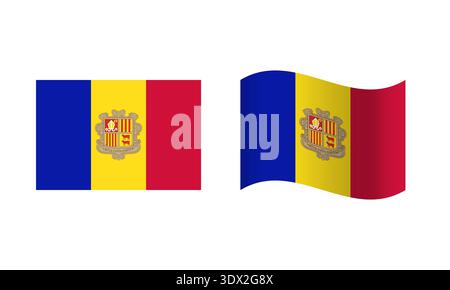 Rectangle And Wave Andorra Flag Illustration, vector editable design, can be used for business or presentation design. Stock Vector