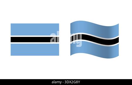 Rectangle And Wave Botswana Flag Illustration, vector editable design, can be used for business or presentation design. Stock Vector