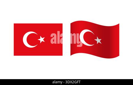 Rectangle And Wave Turkey Flag Illustration, vector editable design, can be used for business or presentation design. Stock Vector