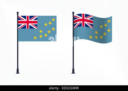 Set Of Tuvalu Flags Isolated For Independence Day Celebration, vector editable design, can be used for business or presentation design. Stock Vector