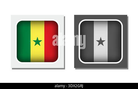 Senegal Square Rounded Flag Icon, vector editable design, can be used for business or presentation design. Stock Vector