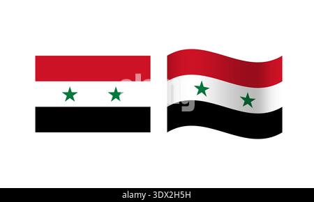 Rectangle And Wave Syria Flag Illustration, vector editable design, can be used for business or presentation design. Stock Vector