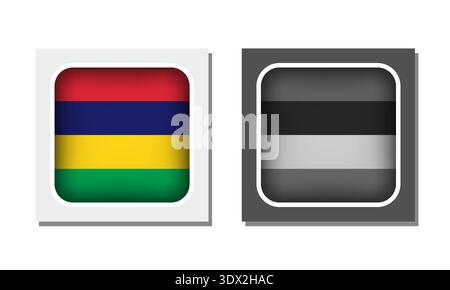 Mauritius Square Rounded Flag Icon, vector editable design, can be used for business or presentation design. Stock Vector