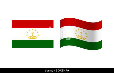 Rectangle And Wave Tajikistan Flag Illustration, vector editable design, can be used for business or presentation design. Stock Vector
