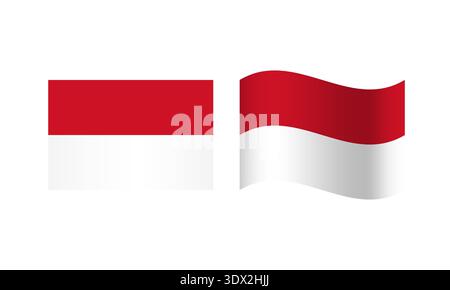 Rectangle And Wave Indonesia Flag Illustration, vector editable design, can be used for business or presentation design. Stock Vector