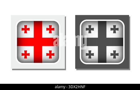 Georgia Square Rounded Flag Icon, vector editable design, can be used for business or presentation design. Stock Vector