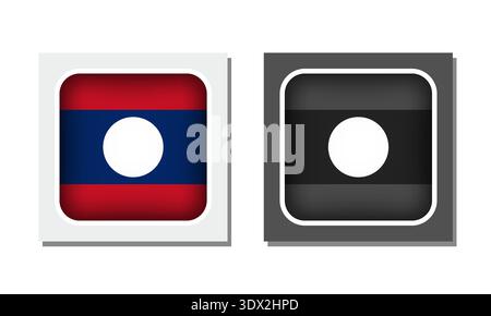 Laos Square Rounded Flag Icon, vector editable design, can be used for business or presentation design. Stock Vector