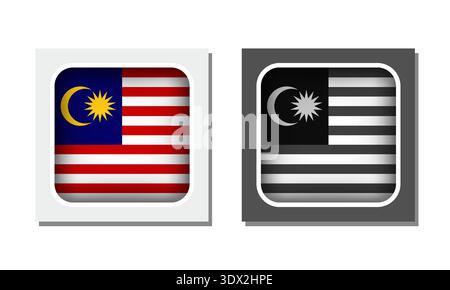 Malaysia Square Rounded Flag Icon, vector editable design, can be used for business or presentation design. Stock Vector
