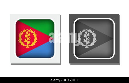 Eritrea Square Rounded Flag Icon, vector editable design, can be used for business or presentation design. Stock Vector