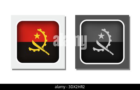 Angola Square Rounded Flag Icon, vector editable design, can be used for business or presentation design. Stock Vector