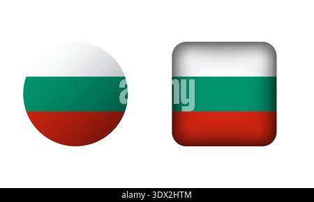 Flat Square And Circle Bulgaria National Flag Icons, vector editable design, can be used for business or presentation design. Stock Vector