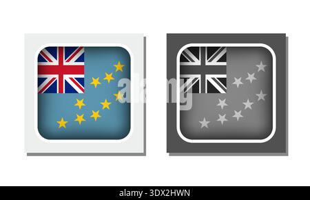 Tuvalu Square Rounded Flag Icon, vector editable design, can be used for business or presentation design. Stock Vector