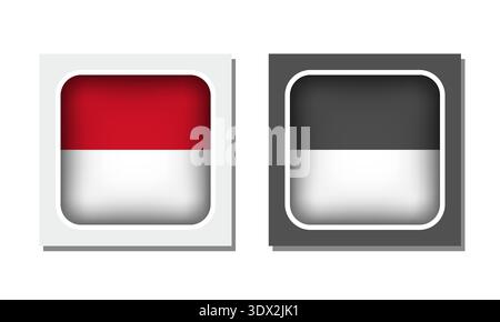 Indonesia Square Rounded Flag Icon, vector editable design, can be used for business or presentation design. Stock Vector