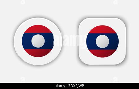 Laos Rounded National Flag Button Icon, vector editable design, can be used for business or presentation design. Stock Vector