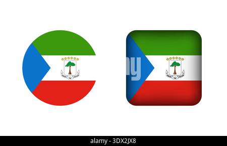 Flat Square And Circle Equatorial Guinea Flag Icons, vector editable design, can be used for business or presentation design. Stock Vector