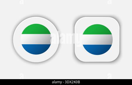 Sierra Leone Rounded National Flag Button Icon, vector editable design, can be used for business or presentation design. Stock Vector