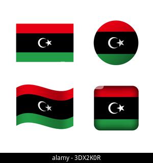 Vector Libya National Flag Icons Set, vector editable design, can be used for business or presentation design. Stock Vector