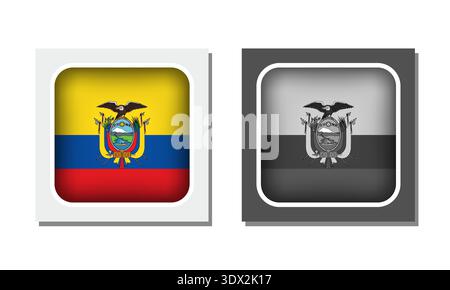 Ecuador Square Rounded Flag Icon, vector editable design, can be used for business or presentation design. Stock Vector