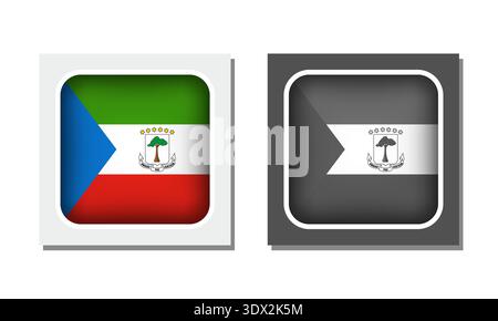 Equatorial Guinea Square Rounded Flag Icon, vector editable design, can be used for business or presentation design. Stock Vector