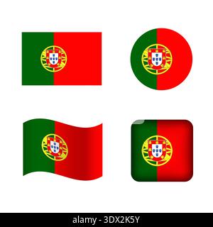 Vector Portugal National Flag Icons Set, vector editable design, can be used for business or presentation design. Stock Vector