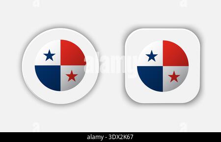 Panama Rounded National Flag Button Icon, vector editable design, can be used for business or presentation design. Stock Vector