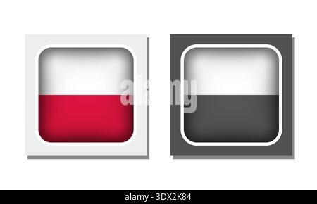 Poland Square Rounded Flag Icon, vector editable design, can be used for business or presentation design. Stock Vector