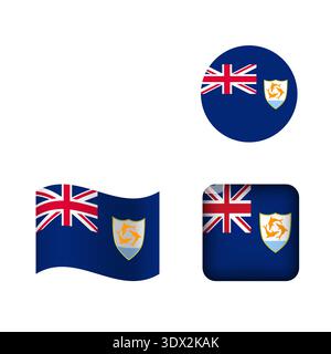 Vector Anguilla National Flag Icons Set, vector editable design, can be used for business or presentation design. Stock Vector