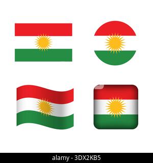 Vector Iraqi Kurdistan National Flag Icons Set, vector editable design, can be used for business or presentation design. Stock Vector