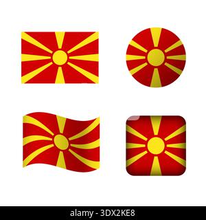 Vector Macedonia National Flag Icons Set, vector editable design, can be used for business or presentation design. Stock Vector